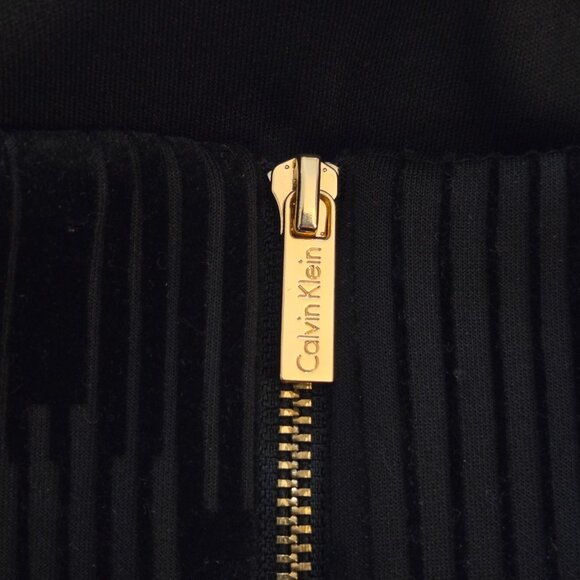 Calvin Klein Black Flocked Geometric Fit & Flare Dress | With Pockets! - Picture 6 of 10